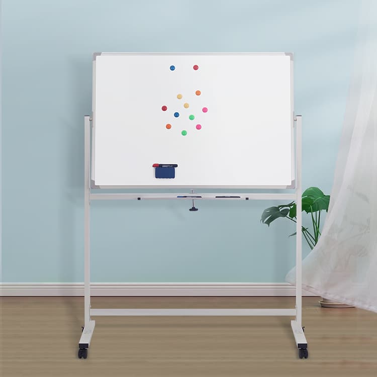 Tablă albă cu două fețe pe suport mobil 90 x 150 cm — premium — imagine 1
